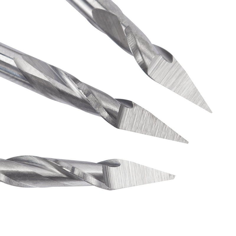 HUHAO 10Pcs 1/8" Shank Spiral Router Bits Set - 30 Degree 0.4mm Tip CNC Engraving Carving Tools for Wood, Acrylic, PVC 10PCS 0.4mm Tip Dia