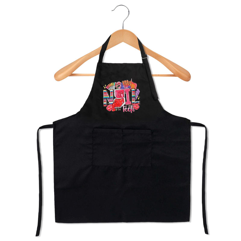 Adjustable Manicurist Apron, Waterproof Nail Tech Apron with 2 Pockets, Professional Cosmetics Apron Nail Polish