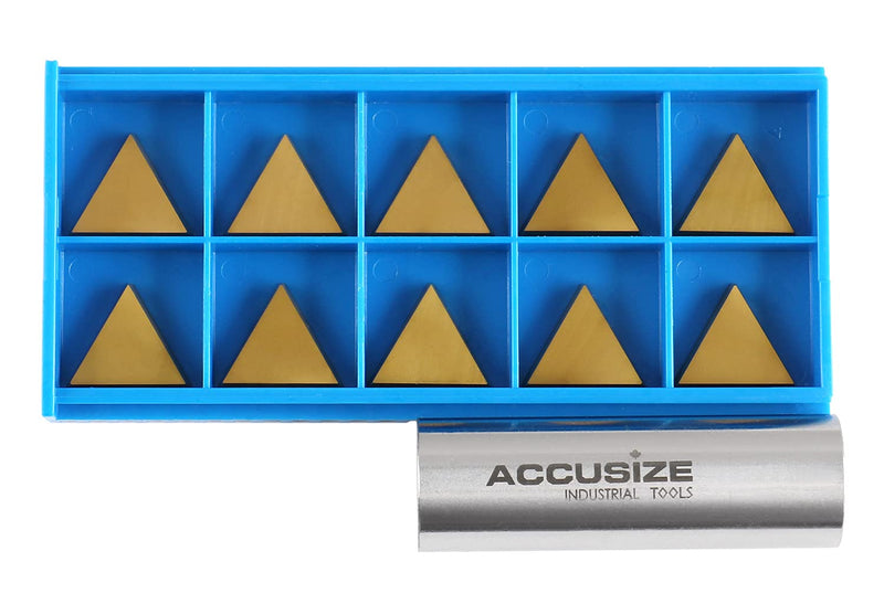 Accusize Industrial Tools Tpg322 Tin Coated Carbide Inserts, 10 Pcs/Box, 2127-1028x10