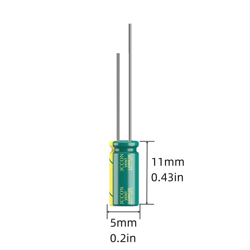 10-Pack 50V 4.7uF Premium Quality Low ESR Electrolytic Capacitors 5x11mm (0.2x0.43in), 50Volt 4.7MFD High-Frequency Caps with Superior Performance 50V 4.7uF 5x11mm