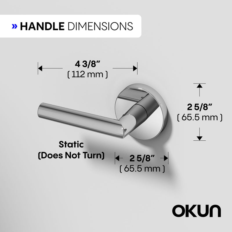 Okun Stark Dummy Door Handle, Chrome Non-Turning Door Lever 1-Pack – Decorative Reversible Interior Handle for Closet, Pantry, Hallway & French Doors, Sleek Modern Design