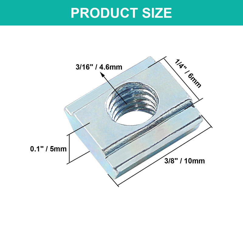 50Pcs 20 Series Sliding T Nuts M5 Thread, Slide in Hammer Head T Nut T-Slot Slide Nuts for 20x20 Standard 6mm T-Slot Aluminum Extrusion Profile 20M5 50