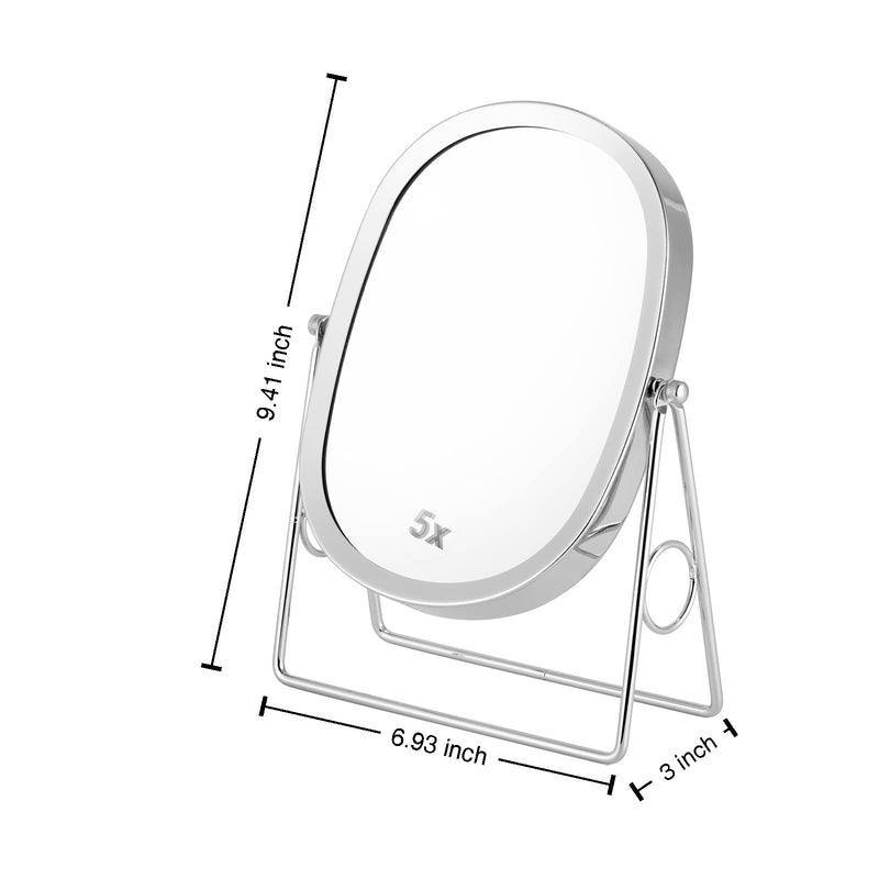 JOYOEIKON Classic Dual Sided 5X and 1X Magnifying Makeup Mirror and Tabletop Standing 360° Rotation Vanity Mirror,Desktop Cosmetic Mirror (Matt Black) Matt Black