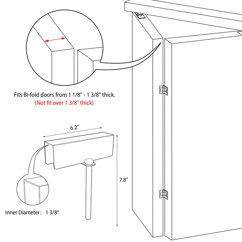 Metal Bifold Door Lock - Double Door Child Safety Locks Keep Toddler, Cats&Dogs Out of Closets, Cabinets, Pantry - No Need Install (2PC) 2PC