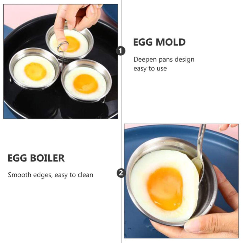 Angoily Stainless Steel Egg Poacher Pan Egg Mold Boiling Mold with Oil Brush Handle Design Smooth Edges Deepened Pan 7.28 X 7.28 X 1.18 in for Home Kitchen Cooking