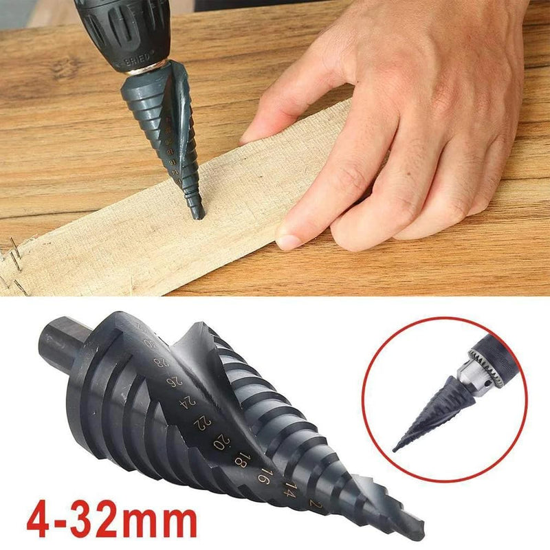TeuntaRealX Step Drill Bit 4–32mm for Metal & Stainless Steel, High Speed Steel Spiral Cone Drill Bit, Titanium Coated Industrial Hole Cutter