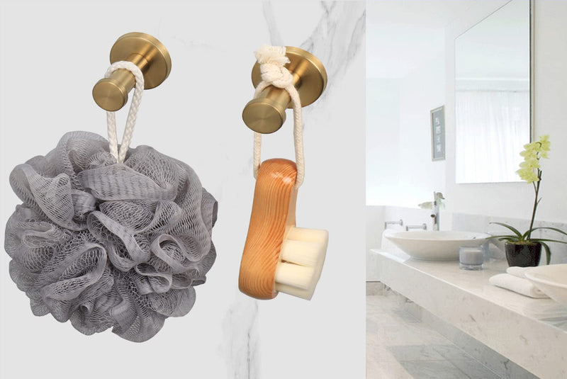 Bath Towel Hooks, 6 Pack Round Coat Hooks, Sturdy Wall Mounted Robe Hook, SUS 304 Stainless Steel Heavy Duty Clothes Hanger, Wall Towel Hooks for Bathroom Bedroom Kitchen (2 in, Gold) 2 IN-6 Pcs