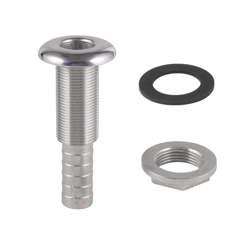 316 Stainless Steel Boat Thru-Hull Fitting for 3/4" ID Hose Marine Drain Outlet Extension Hose Barb Connector for Bilge Sink Scupper