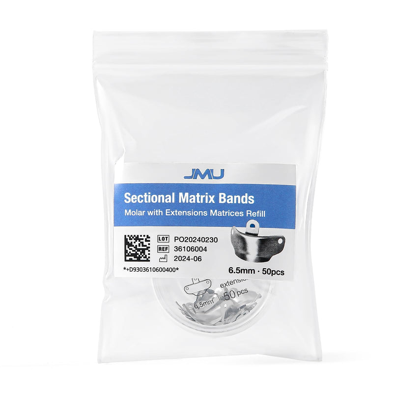 JMU 50 Pcs Dental Sectional Matrix Bands, Molar with Extensions Matrices Refill 6.5mm