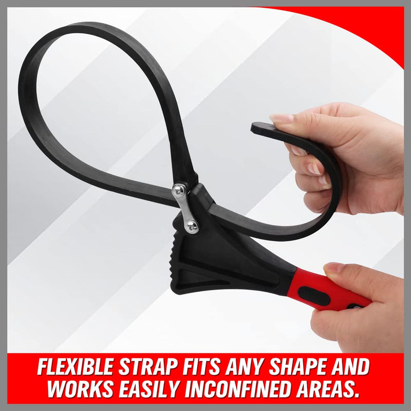 Rubber Strap Adjustable Wrench Set - 2-Piece Oil Filter Pipe Jar Opener 4"-6-3/8" Strong Grip Plumbers Universal Spanner Drain Sewer Cap Sink Pliers Nut Shower Head Valve Removal 2-Piece Rubber Strap Adjustable Wrench Set