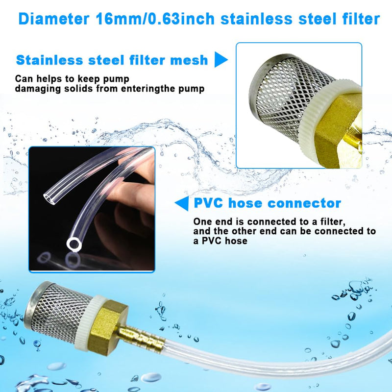 Stainless Steel Filter Copper Tube Joint 16mm Diameter Hose Connection, Garden, Swimming Pool, Fish Tank Hose Filter, Suction Strainers Used to Remove Debris and Reduce Solid Entry(16mm) Diameter 16MM