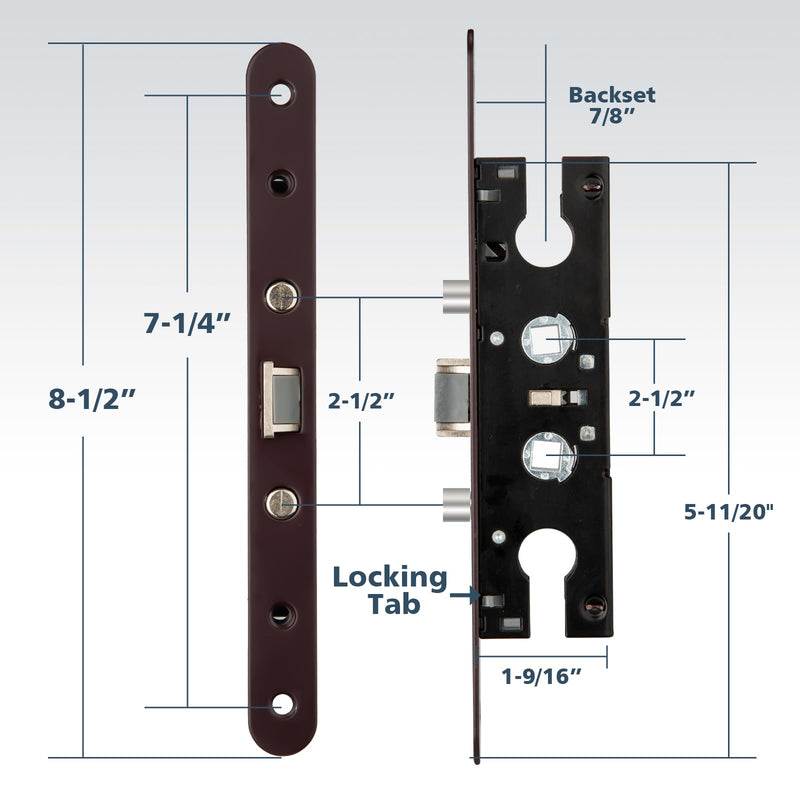2 Point Bolt Mortise Lock Body Fit Pella Storm Doors (Cranberry) Cranberry