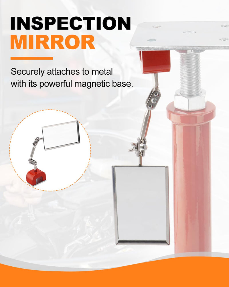 Welding Inspection Mirrors with Magnetic Base Adjustable Arm Machine Tool | for Auto Mechanics Machinists Craftsmen Technicians Use in Confined Spaces