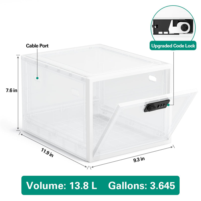 iBune Large Lock Box for Medication, Medicine Lock Box, Lockable Storage Box Medicine Box with Lock Fridge Lock Box Snack Locker Food Lock Box, Phone Lock Box Lock Boxes for Personal Items, White