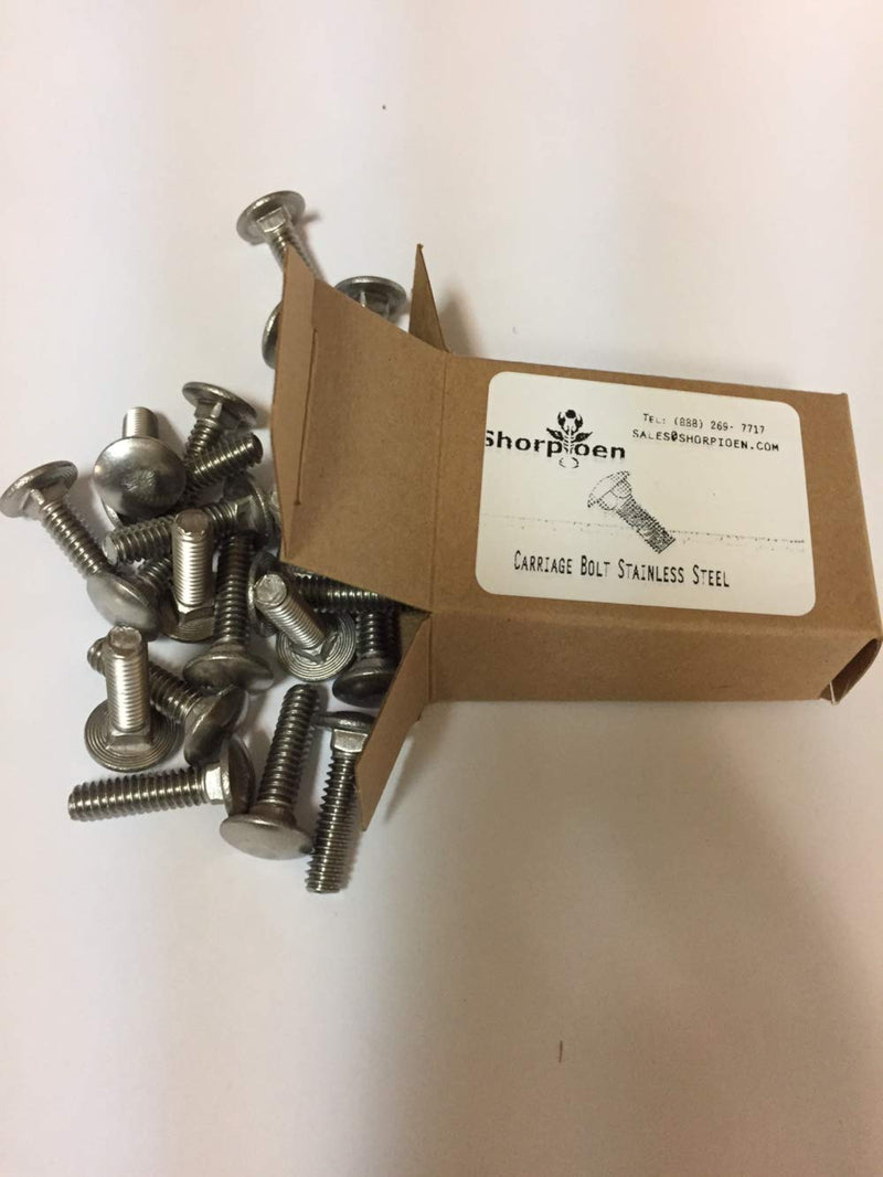 10-Pack 1/4-20 x 3 1/2 Carriage Bolt 18 8 Stainless Steel Fully Threaded BC-1456C188 5 1/4-20 x 3-1/2