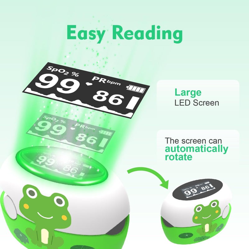 Cartoon Fingertip Pulse Oximeter, Rechargeable Blood Oxygen Saturation Monitor with OLED Display, 7 Seconds Spo2 & PR Results,Auto-Rotation Reading,Used for Aviation Sports - Great Kids Gift