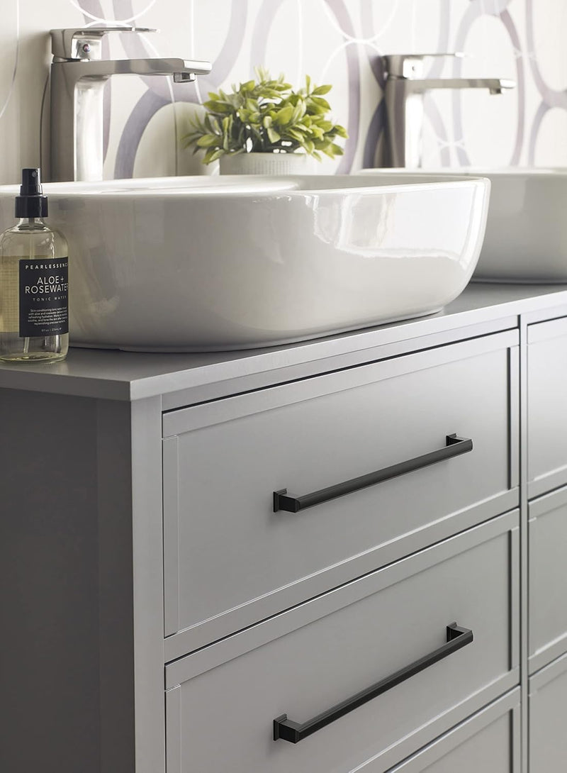 Amerock BP37362FB | Matte Black Cabinet Pull | 12-5/8 inch (320 mm) Center to Center Cabinet Handle | Appoint | Drawer Pull | Kitchen Cabinet Handle | Furniture Hardware