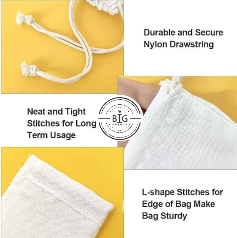 FABBPRO Cotton Canvas Cloth Fabric Laundry Bag – Stylish & Portable Natural Biodegradable Drawstring Bag – Ideal for Hotels, Airbnb’s, Rental Spaces, Vacation Homes & Even Travel