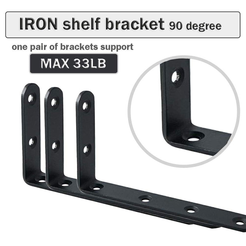 Corner Brace 8 Pcs Shelf Bracket Heavy Duty Black Steel L Corner Brace, Decorative Joint Angle Bracket for Shelf 5 InchX3 Inch Shelves Wall Hanging Bracket with Screws (125X75mm(5 InchX3 Inch)(4PCS) 5"Lx3"Wx0.78"W Black-8 Pack