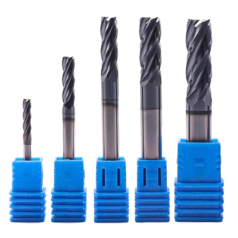 BestParts High Performance 5Pcs Solid Carbide End Mills Set 1/8", 3/16", 1/4", 5/16", 3/8" - AlTiN Coated, 4 Flute, 35 Degree Helix, End Mill Bit Set, CNC Router Bit