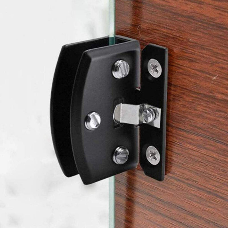 AWEN 4pcs Glass Doors Hinge Cupboard Showcase Wine Cabinet Clamp Ambry Gate Hinges Replacement Parts, Black k846-4pcs