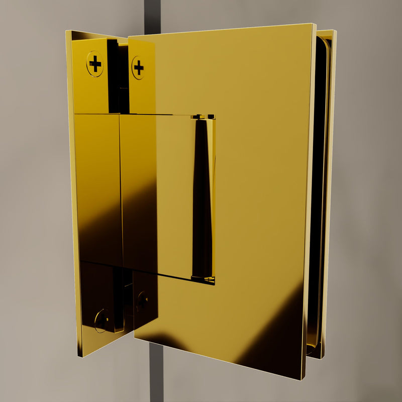 Brixwell Wall Mount Full Back Plate Hinge 5 Degree Preset, Polished Brass