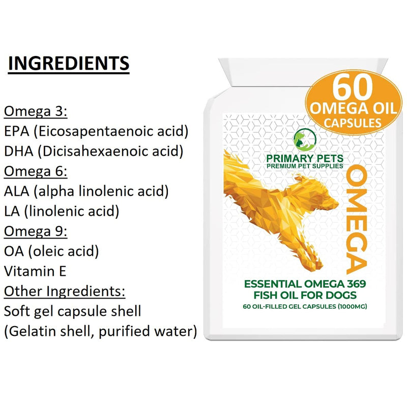 Primary Pets Premium Pet Supplies - Omega 3 for Dogs, Fish Oil Tablets for Dogs, Containing Fatty Acids for, Dog Skin Supplements, Dog Vitamins for Coat, &, Dog Oil for Joints Fish Oil for Dogs - PawsPlanet Australia
