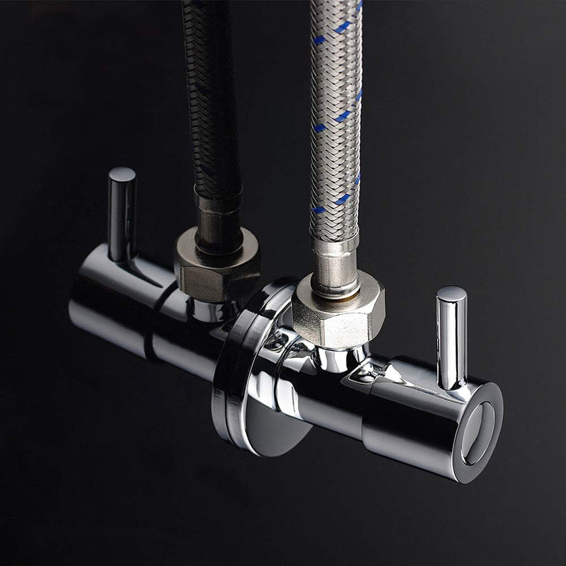 Earl Diamond Modern Solid Brass Angle Stop Valve Shut Off Quarter Turn Water Bathroom Shower Plumbing Commercial 1/2 inch Male IPS G1/2 Round Handle (Polished Chrome)