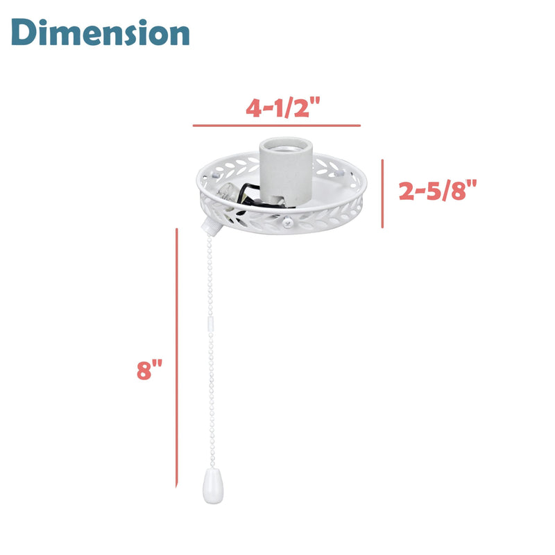 Aspen Creative 22001-21, Painted White One Ceiling Fan Fitter Light Kit with Pull Chain with 4 1/2" Diameter