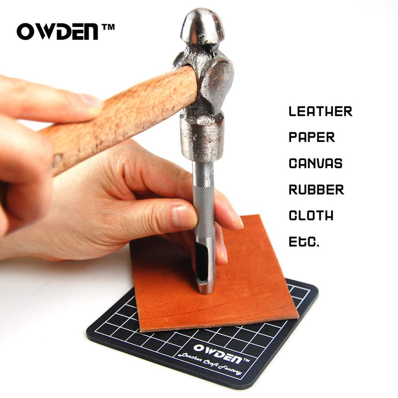 OWDEN 6 Pieces Hollow Hole Punch Set (1/8" - 5/16"),Leather Punch Tools, with A Free Cutting MAT 1
