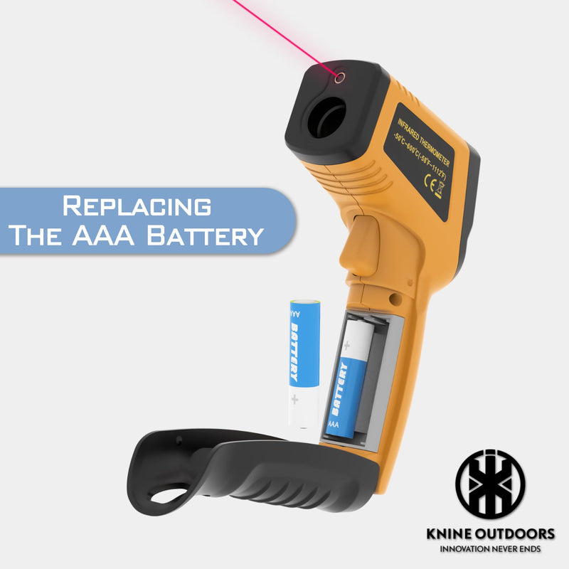 KNINE OUTDOORS Infrared Thermometer Laser Temperature Gun, -58℉ to 1112℉, Single Laser Targeting, Distance to Spot Ratio 12:1, for Cooking, Oven and Meat
