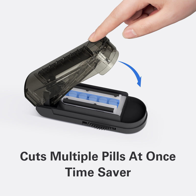 ONE PIX Pill Cutter Splitter for Small and Tiny Pills, Professional Adjustable Pill Cutter with Hidden Stainless Steel Blade, Safely Cuts Multiple Pills at Once, Grey 1 PCS