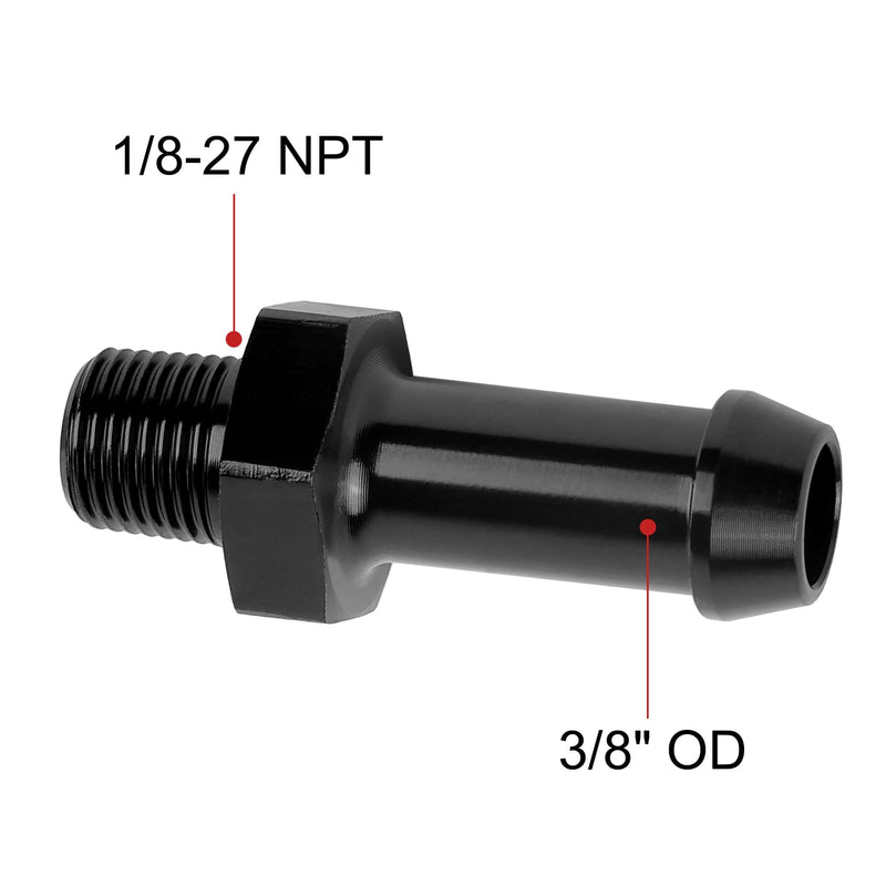 EVIL ENERGY 1/8" NPT Male to 3/8" Barb Fitting Adapter Straight Aluminum Black 1/8 NPT to 3/8 Barb