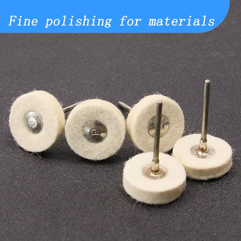 20 Pack Compressed Wool Felt Polishing Wheel 1/8" Mandrel Mounted Wool Buffing Wheel for Rotary Tools 20 Pcs Felt Polishing Wheel