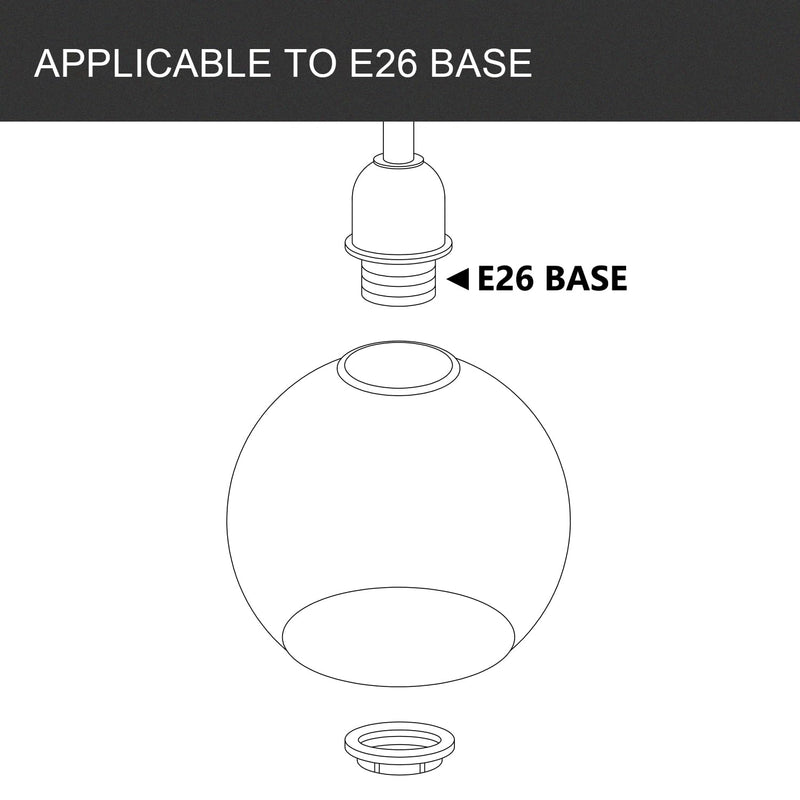 3 Pack Fixture Replacement Globe Shade, 6 Inch Diameter, E26 Base 1-5/8 Inch Fitter, Glass Globe Lampshade Cover for Pendant Wall Sconce Chandelier Vanity Light (3 Pack 6 Inch White Frosted Glass) 3 Pack 6 Inch White Frosted Glass