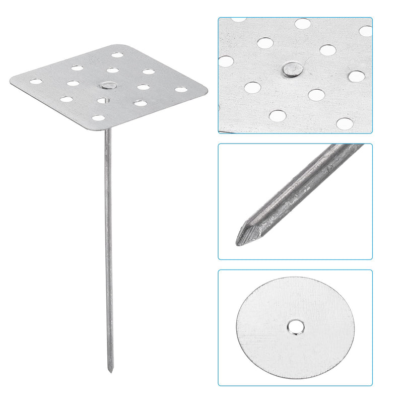 PATIKIL 5.9 Inch Perforated Insulation Pins with Round Washers, 50 Pack Aluminum Insulating Nails Wall Plug for Fixing Foam Boards to Wall or Ceiling 150mm