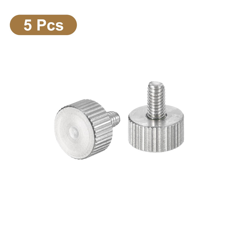 uxcell M4x8mm Knurled Thumb Screws, 5pcs 304 Stainless Steel Flat Knurled Head Fully Threaded Thumb Screws Bolts Grip Knobs Fasteners