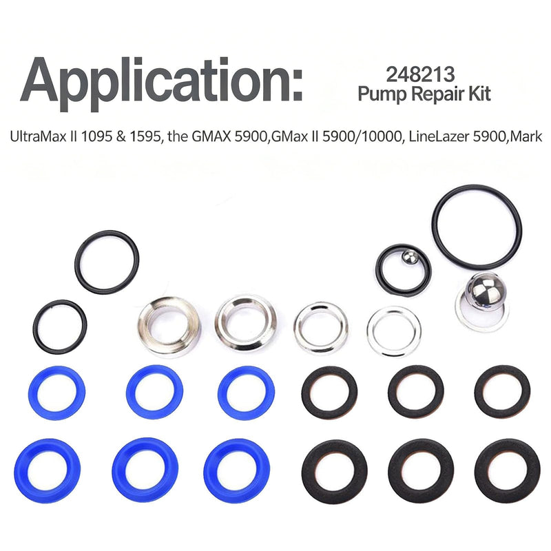 248213 Pump Repair Packing Kit for Graco UltraMax II 1095 1595, GMAX 5900, GMax II 5900 10000, LineLazer 5900 Mark Airless Paint Sprayer - Aftermarket Premium Replacement with Disposable Gloves