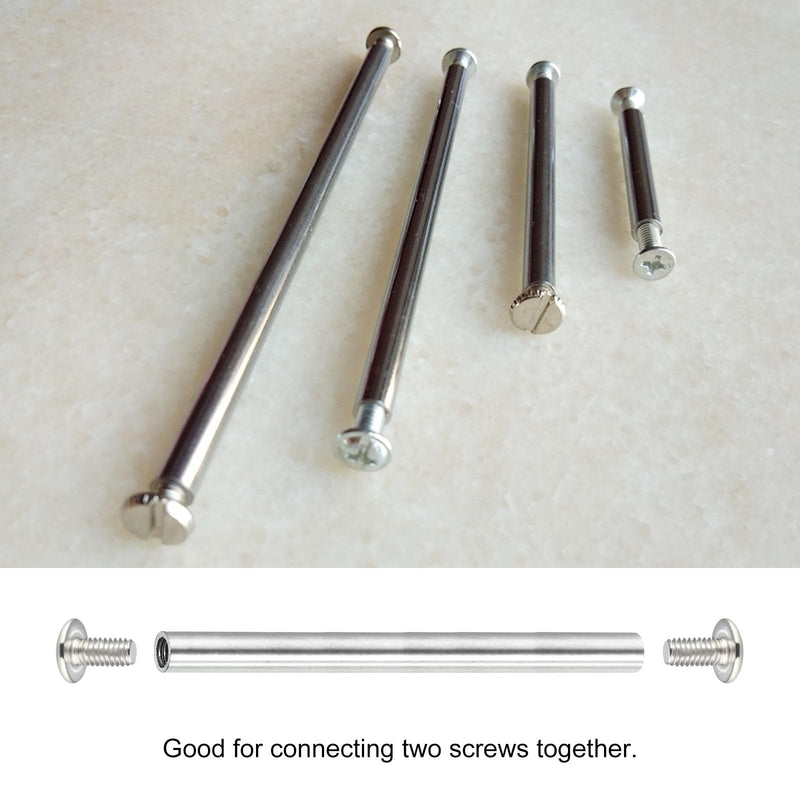 MECCANIXITY Round Coupling Nut, M4x0.7mm Female Thread 50mm Threaded Round Sleeve Connector Rod Bar Stud Tube Nut Hardware Fastener, Silver Pack of 30