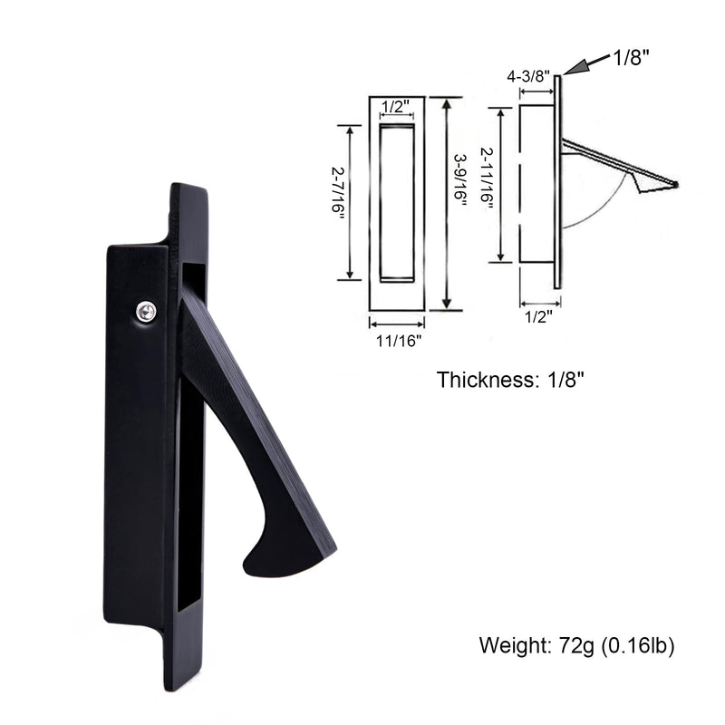 Dontay Pocket Door Pull Handle, Edge Pull, Professional Stainless Steel 304, Flush Mount Door Pull for Pocket Sliding Door (Matte Black, 1) Matte Black