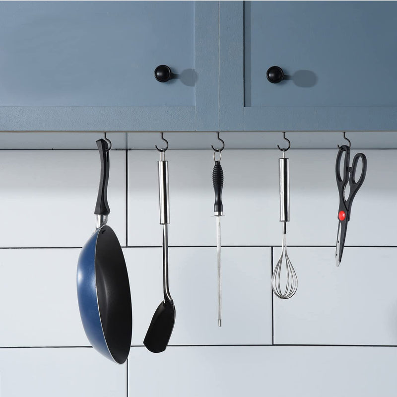 Goiio 100 Pieces 1/2 inch Ceiling Hooks, Black Zinc Plated Metal Screw-in Cup Hooks