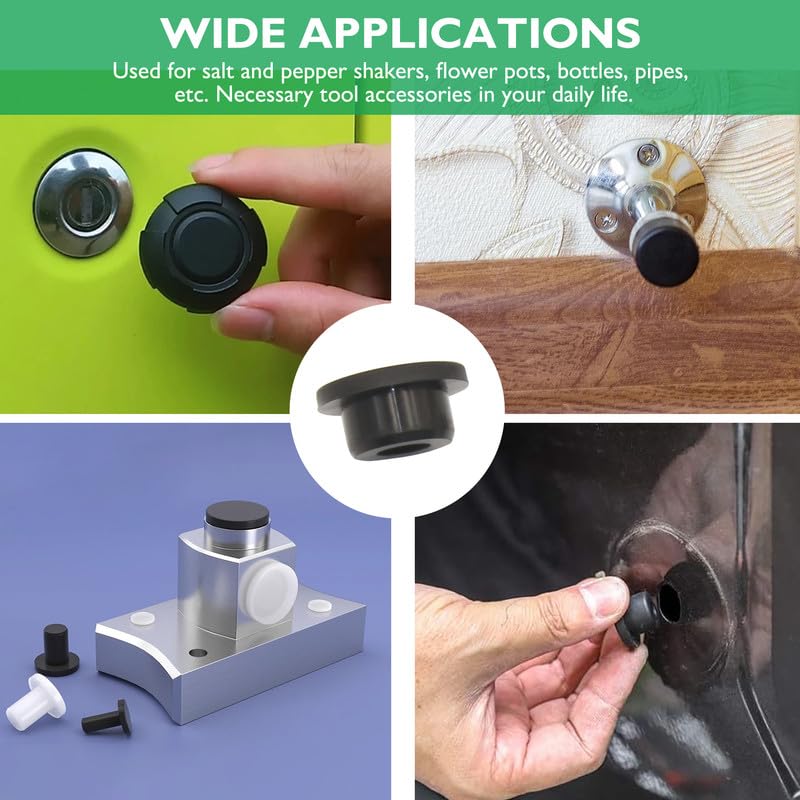 Silicone Plugs 1/2 in T-Shaped Soft Flexible Rubber Stopper Waterproof Seal Button Plug for 12.5-13.5 mm/0.49-0.53 in Hole, Black, 32 Pcs 12.5-13.5mm(0.49-0.53")