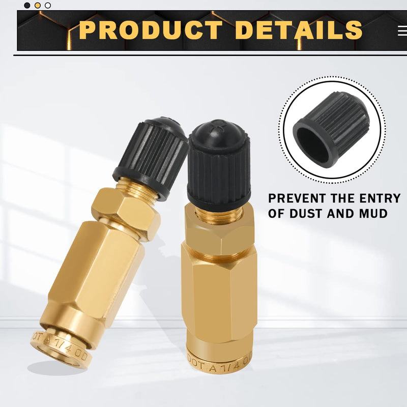 2 Packs 1/4" Air Value Inflation Schrader Valve, Schrader Valve Adapter with Push to Connect Button for 1/4" OD Air Hose Fittings for Semi Trucks Trailers 1/4" OD Schrader Valve 2