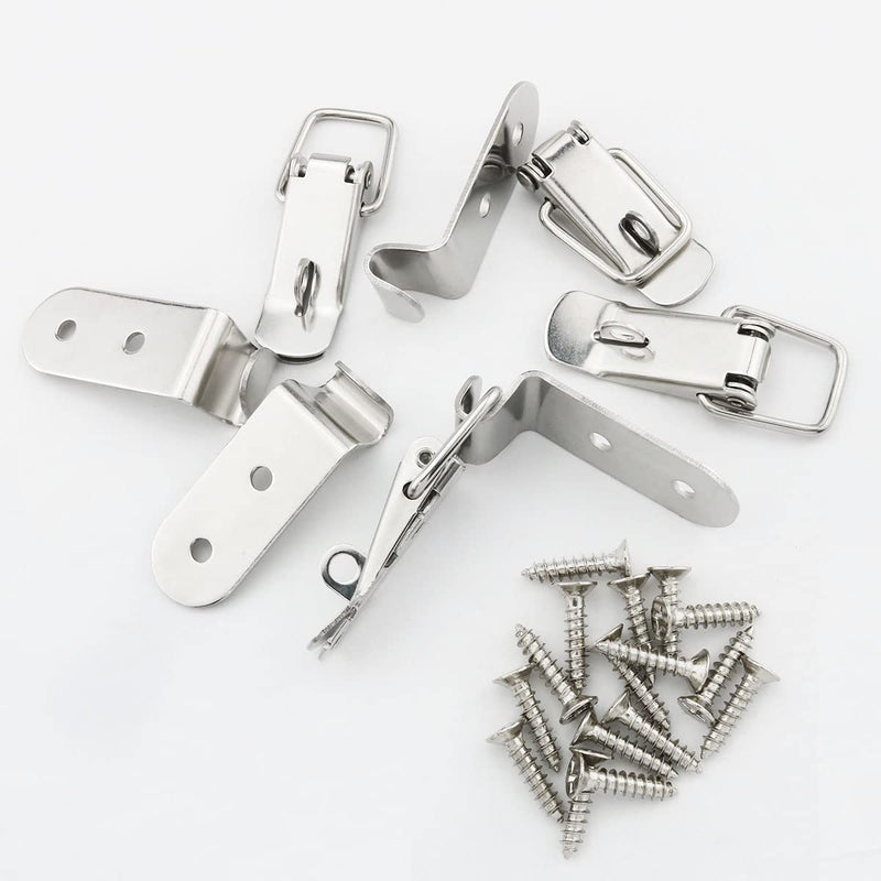 4PCS Stainless Steel 90-Degree Tool Box Hood Locks Latches, Tool Box Hasps, Cabinet Trunk Trailer Tool Box Door Hood Locks Latches, Closet Case Box Chest Barn Crate Hasps Latches