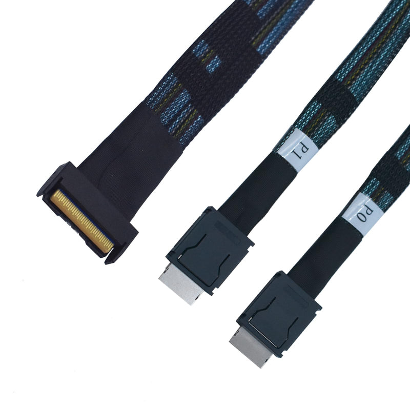 PCIe 5.0 MCIO x8 to Dual Oculink Cable, MCIO to Oculink SFF-8611 4i Cable, 2.6 feet(80 cm)
