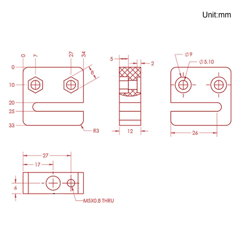 Zeberoxyz 2PCS Anti-Backlash Nut Block for 8mm Diameter, 2mm Pitch 8mm Lead POM Screw Nut for CNC and 3D Printer (8mm Lead-4-heads) 8mm Lead-4-heads