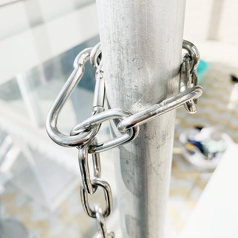2Pcs Heavy Gate Chain Lock,Stainless Steel Gate Latches Link Lock with 4 Quick Locking Carabiner Clip Hooks for Livestock Horse Goat Cows Stall,Outdoor Fence Gate,20inch