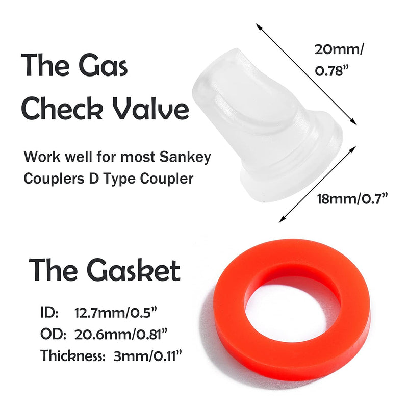 5PCS Beer Keg Coupler Check Valve & 5PCS Beer Washer Gaskets,Gas Check Valves Beer Keg Coupler Accessories Kit for Sankey Couplers D Type Coupler Replacement 5PCS Check Valves & 5PCS Washers