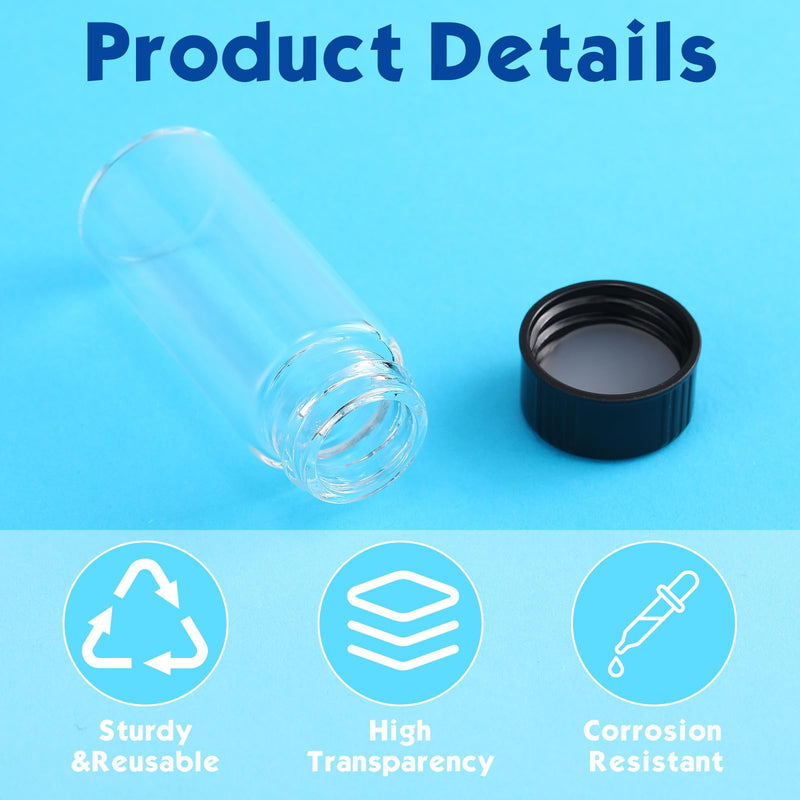 Geelin 6 Pcs Portable Turbidity Meter Sample Cells, 25mm Diameter x 60 mm Length Leak-Proof Vial, Black Screw Cap for Digital Turbidity Meter Analyzer Turbidimeter