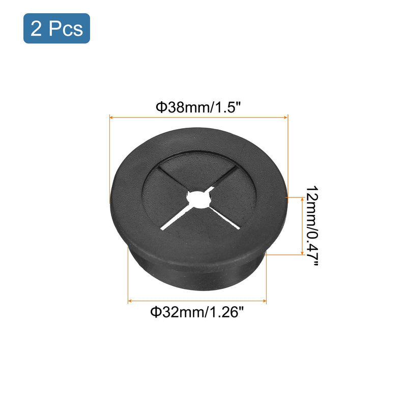 uxcell 2 Pcs Cable Cord Grommet, 1-1/4 Inch (32mm) Desk Grommet Flexible Rubber Grommets Wire Hole Cover Pass Through for Office Computer Desk Wire Organizer, Black 1-1/4 Inch (32mm)